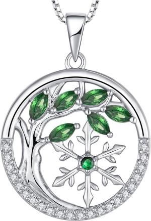 Zu sehen ist das AZ Produktbild zum Beitrag Schmuck: YL Lebensbaum und der Schneeflocke Halskette 925 Sterling Silber